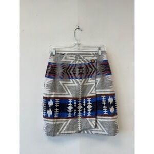 Maurizio Ramani Skirt Womens XS Gray Southwestern Wrap Knit‎ Button Mini USA
